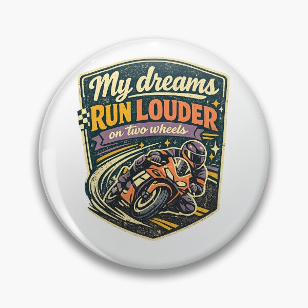 Item preview, My Dreams Run Louder on Two Wheels Motorcycle Racing Biker Retro Art designed and sold by inkoutninja.