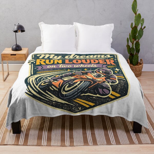 Item preview, My Dreams Run Louder on Two Wheels Motorcycle Racing Biker Retro Art designed and sold by inkoutninja.