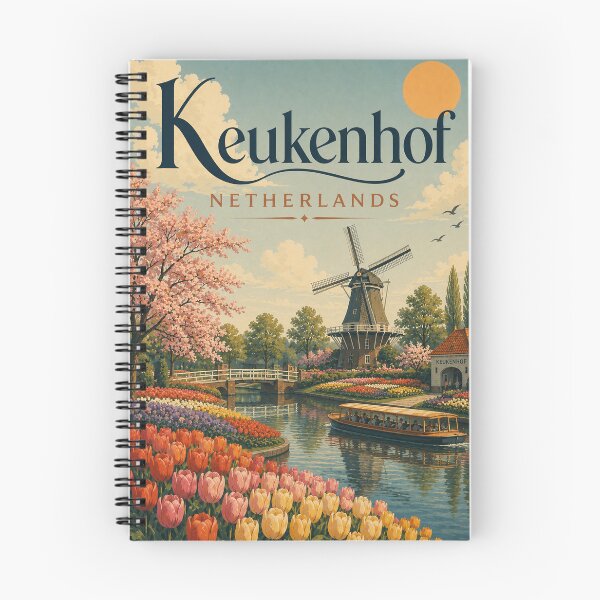Item preview, Keukenhof Netherlands Tulip Gardens with Dutch Windmill designed and sold by Aryabek.