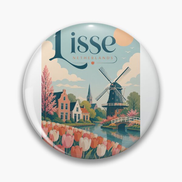 Item preview, Lisse Netherlands Tulip Fields with Dutch Windmill and Canal designed and sold by Aryabek.
