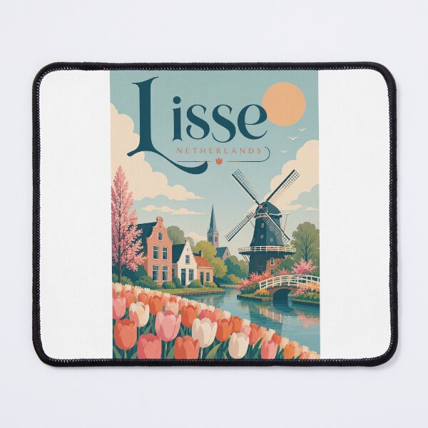Item preview, Lisse Netherlands Tulip Fields with Dutch Windmill and Canal designed and sold by Aryabek.