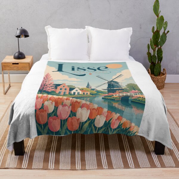 Item preview, Lisse Netherlands Tulip Fields with Dutch Windmill and Canal designed and sold by Aryabek.