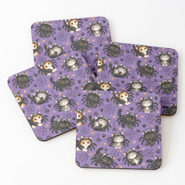 Item preview, Kawaii Halloween Spider Cats Seamless Pattern designed and sold by blankTeeShirt.