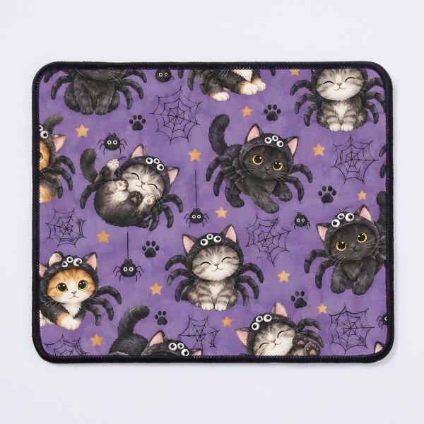 Item preview, Kawaii Halloween Spider Cats Seamless Pattern designed and sold by blankTeeShirt.
