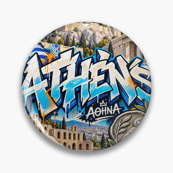 Item preview, Athens Greece – Acropolis and Ancient Symbols Graffiti Art designed and sold by URBIVO.