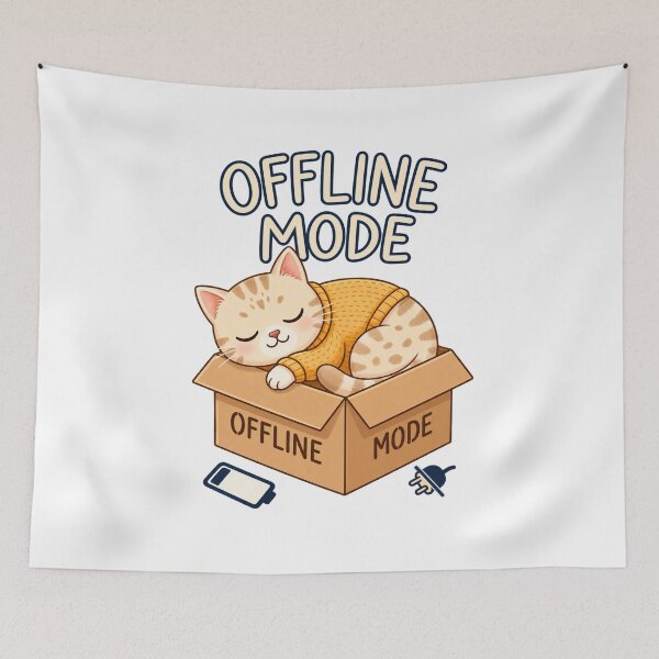 Item preview, Cute Cat Sleeping In Box Offline Mode designed and sold by Nicha Studio.