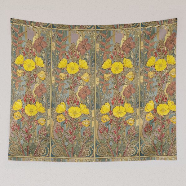 Item preview, Geometric Monolith of the Sundrop: Art Nouveau Oenothera Fruticosa designed and sold by FreiherrPK.