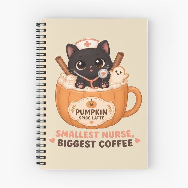Item preview, Halloween Kawaii Nurse Cat – Pumpkin Spice Latte & Coffee designed and sold by Art-Arcade6.