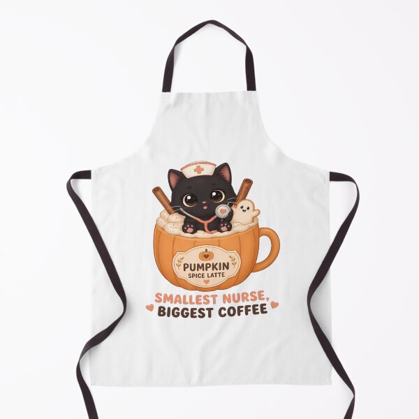 Item preview, Halloween Kawaii Nurse Cat – Pumpkin Spice Latte & Coffee designed and sold by Art-Arcade6.