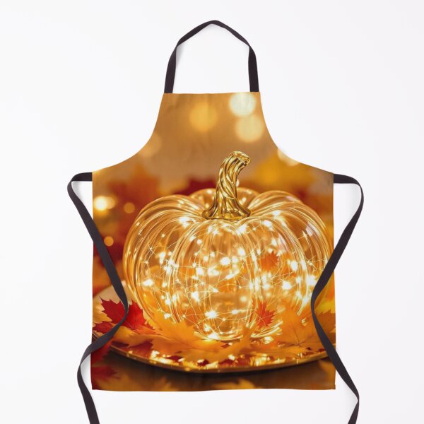 Item preview, Glowing Glass Pumpkin with Fairy Lights — Cozy Autumn Bokeh Print designed and sold by LYAN-STORE.