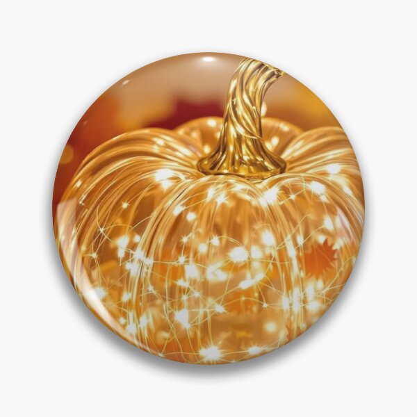 Item preview, Glowing Glass Pumpkin with Fairy Lights — Cozy Autumn Bokeh Print designed and sold by LYAN-STORE.