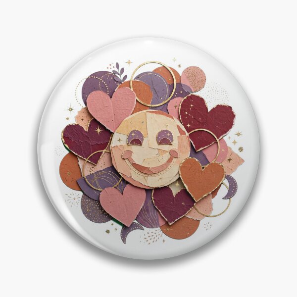 Item preview, Surreal Collage Smiley Face with Vintage Paper Hearts designed and sold by Emamohamed.