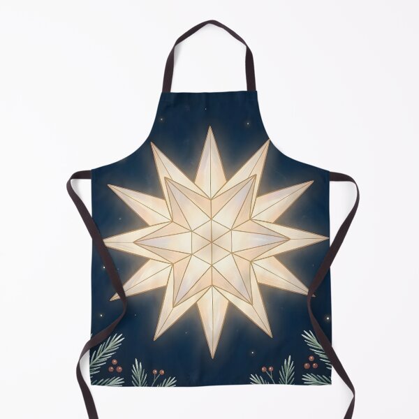 Item preview, Glowing Herrnhuter Star & Pine Boughs Christmas Night Illustration designed and sold by Sybille-Yates.