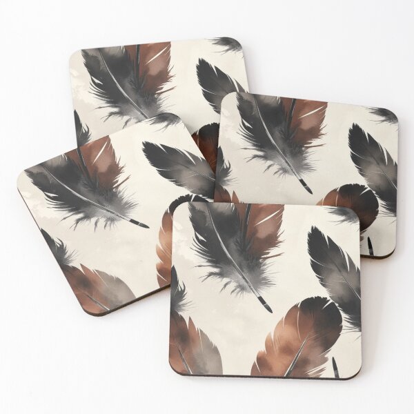 Item preview, Boho Watercolor Feathers Pattern — Earthy Brown and Black Feather Ar designed and sold by LYAN-STORE.