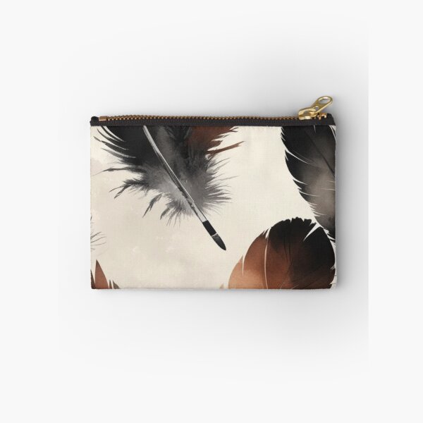 Item preview, Boho Watercolor Feathers Pattern — Earthy Brown and Black Feather Ar designed and sold by LYAN-STORE.