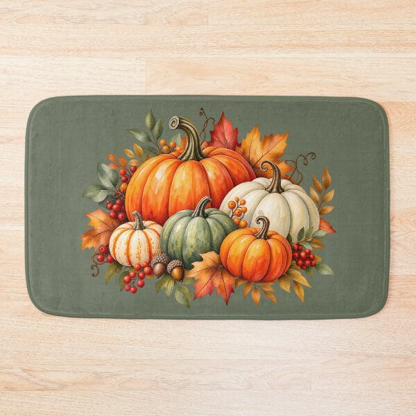 Item preview, Watercolor Autumn Pumpkin Harvest with Fall Leaves designed and sold by blankTeeShirt.