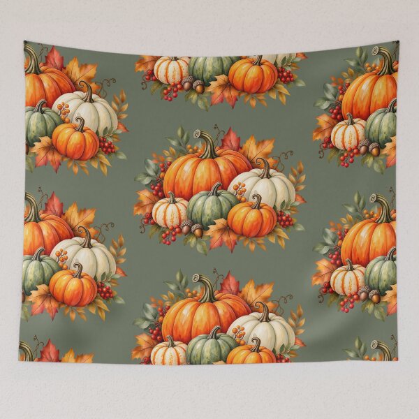 Item preview, Watercolor Autumn Pumpkin Harvest with Fall Leaves designed and sold by blankTeeShirt.