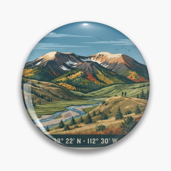 Item preview, Tushar Mountains Utah Vintage Hiking Badge designed and sold by mnkyride.