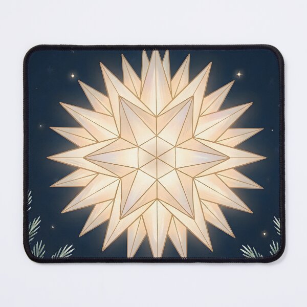 Item preview, Glowing Herrnhuter Star & Pine Boughs Christmas Night Illustration designed and sold by Sybille-Yates.