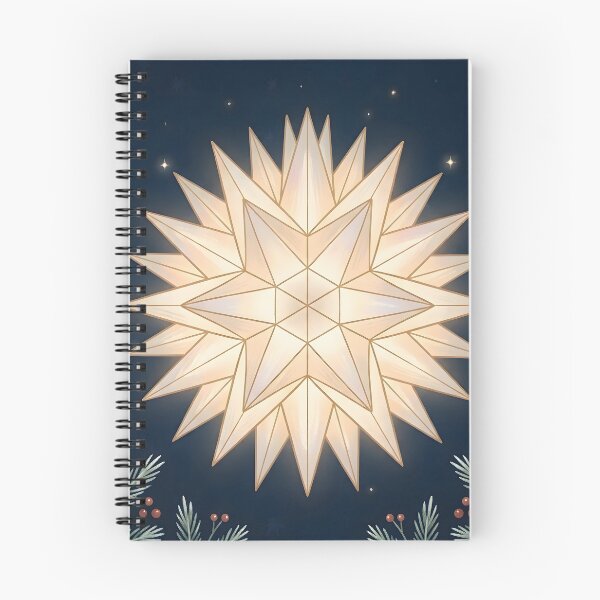 Item preview, Glowing Herrnhuter Star & Pine Boughs Christmas Night Illustration designed and sold by Sybille-Yates.