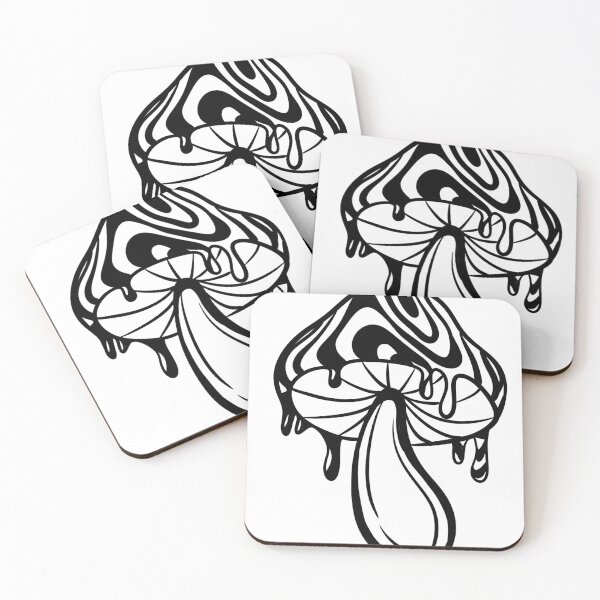Item preview, rippy Drippy Mushroom Line Art — Psychedelic Groovy Black and White Mushroom designed and sold by LYAN-STORE.