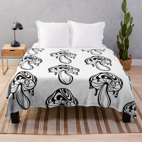 Item preview, rippy Drippy Mushroom Line Art — Psychedelic Groovy Black and White Mushroom designed and sold by LYAN-STORE.