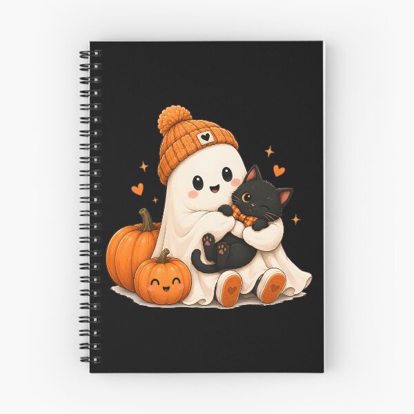 Item preview, Cute Ghost Hugging Black Cat Autumn Halloween Pumpkin designed and sold by Michasstuckey.