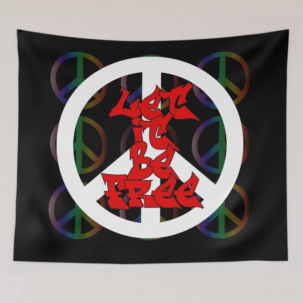 Item preview, Rainbow Peace Sign Grid with Let It Be Text designed and sold by laxmanrajart.