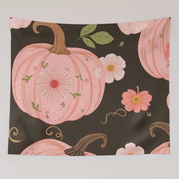 Item preview, Pink Floral Pumpkin Seamless Pattern — Cute Vintage Fall and Halloween Art designed and sold by LYAN-STORE.