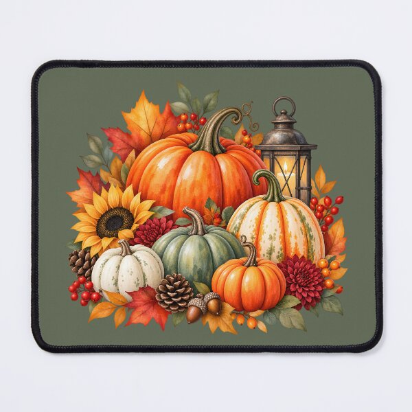 Item preview, Watercolor Autumn Pumpkin Harvest with Sunflower and Lantern designed and sold by blankTeeShirt.