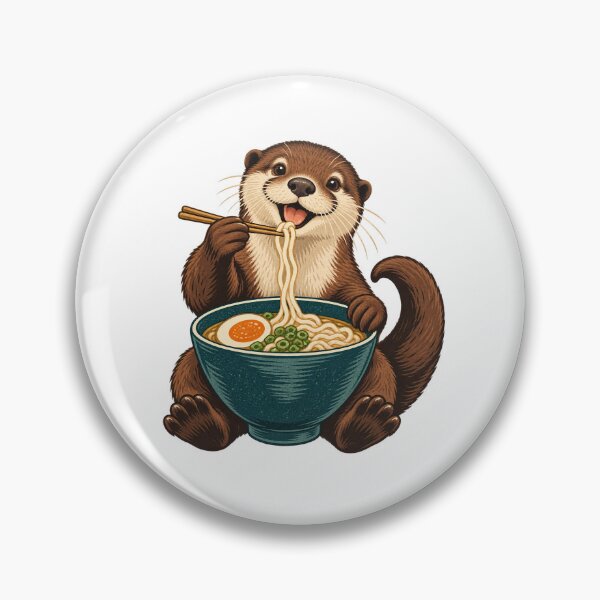 Item preview, Otter Eating Ramen - Cute Noodle Lover Art designed and sold by cybersilverhand.