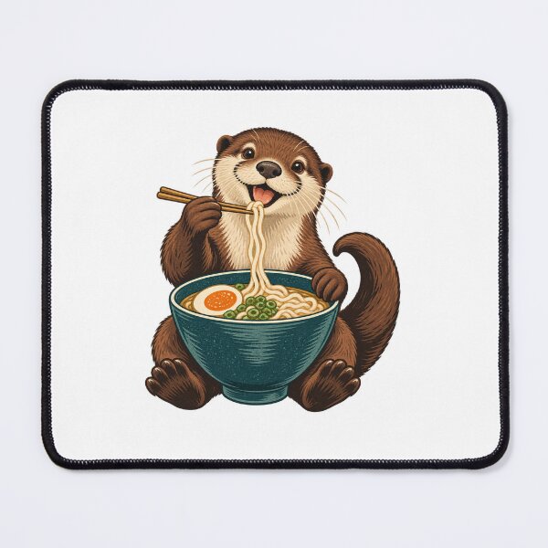Item preview, Otter Eating Ramen - Cute Noodle Lover Art designed and sold by cybersilverhand.