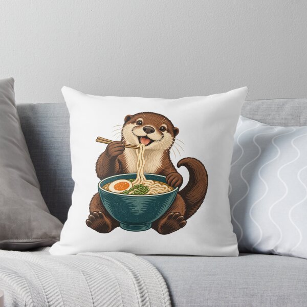Item preview, Otter Eating Ramen - Cute Noodle Lover Art designed and sold by cybersilverhand.