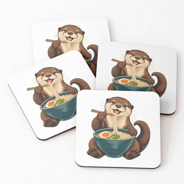 Item preview, Otter Eating Ramen - Cute Noodle Lover Art designed and sold by cybersilverhand.