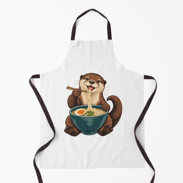 Item preview, Otter Eating Ramen - Cute Noodle Lover Art designed and sold by cybersilverhand.