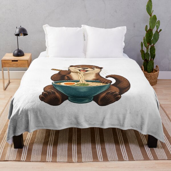 Item preview, Otter Eating Ramen - Cute Noodle Lover Art designed and sold by cybersilverhand.