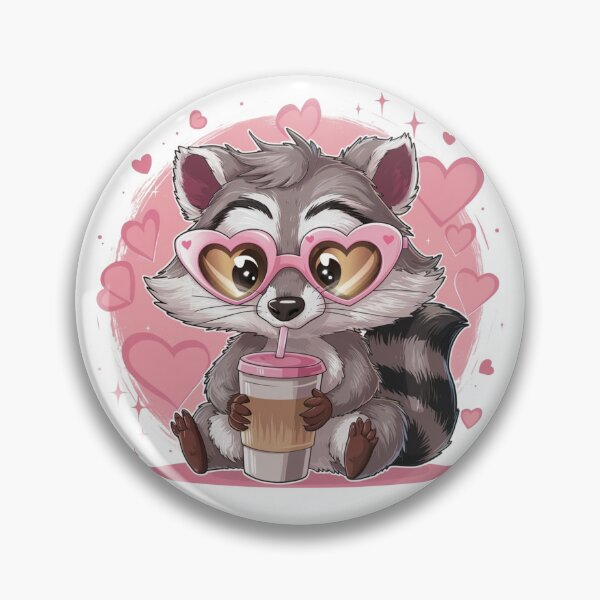 Item preview, Cute Raccoon With Heart Sunglasses Drinking Iced Coffee - Pink Kawaii designed and sold by the wellness script.