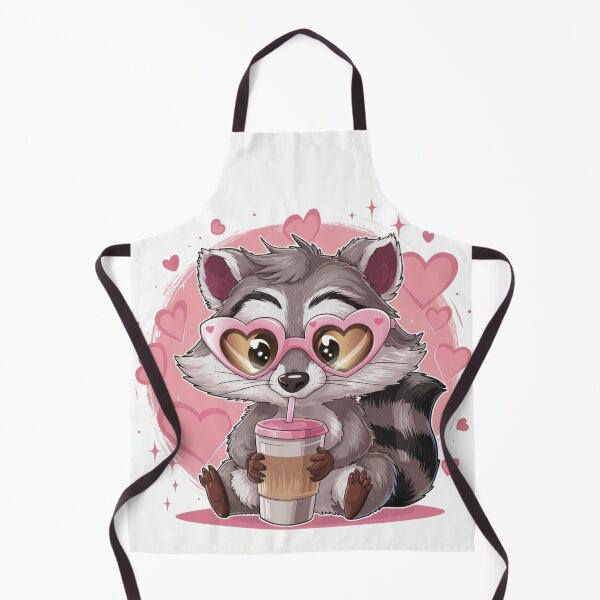 Item preview, Cute Raccoon With Heart Sunglasses Drinking Iced Coffee - Pink Kawaii designed and sold by the wellness script.