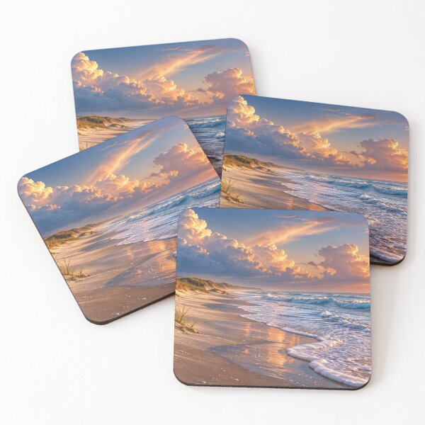 Item preview, Serene Coastal Sunset Beach Landscape with Dramatic Clouds designed and sold by Wild Bloom Paws.