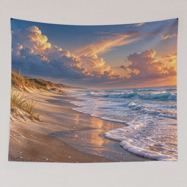 Item preview, Serene Coastal Sunset Beach Landscape with Dramatic Clouds designed and sold by Wild Bloom Paws.