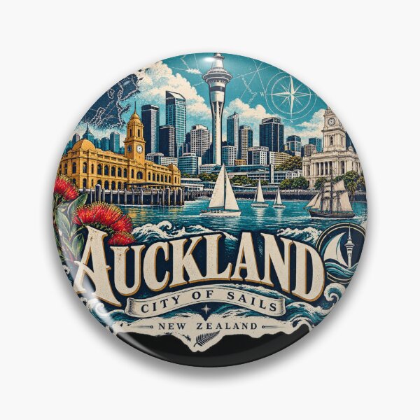 Item preview, Auckland City of Sails – Vintage Skyline & Maritime Heritage designed and sold by URBIVO.