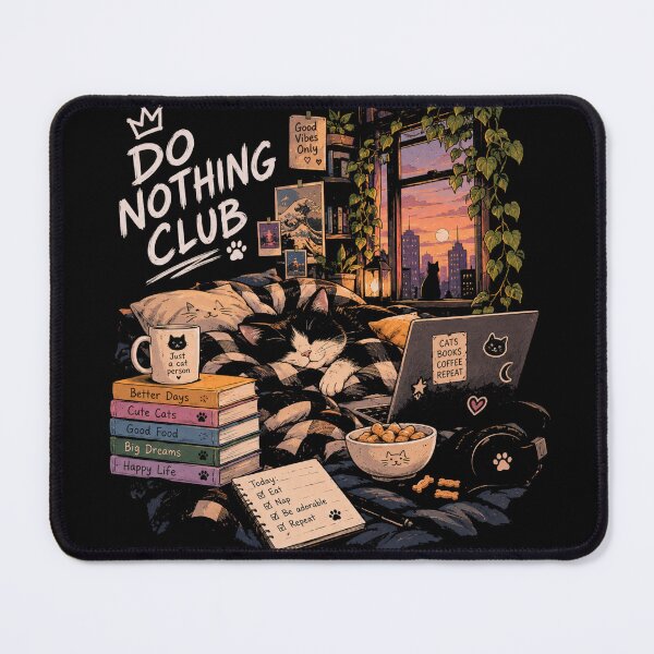 Item preview, Do Nothing Club - Sleeping Tuxedo Cat Lo-Fi Window Sunset designed and sold by GenZFashion000.