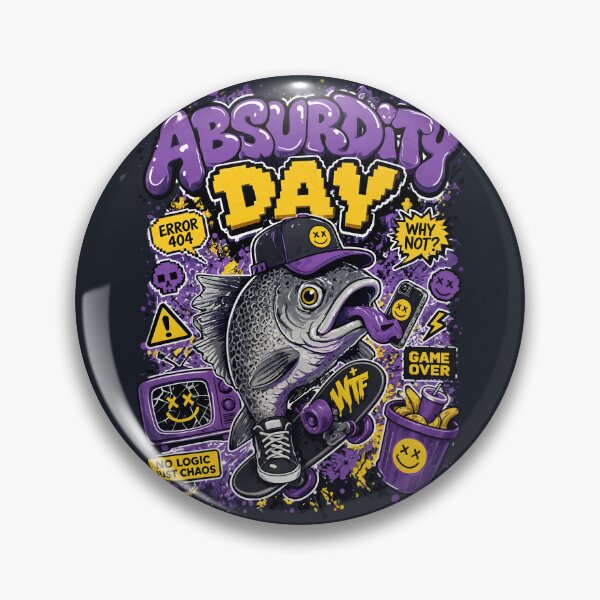Item preview, Cool Y2K Skater Fish Absurdity Day Chaos designed and sold by CloudyCatArt.