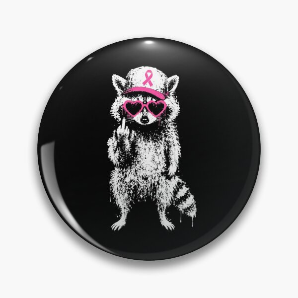 Item preview, Feral & Fighter: Funny Raccoon Middle Finger Breast Cancer Awareness designed and sold by skylove94.