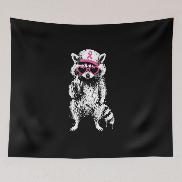 Item preview, Feral & Fighter: Funny Raccoon Middle Finger Breast Cancer Awareness designed and sold by skylove94.