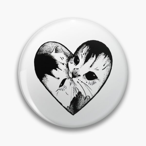 Item preview, Cuteness Overload Cats Heart Love Black And White Illustration designed and sold by LineArtForYou.