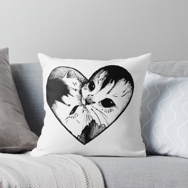 Item preview, Cuteness Overload Cats Heart Love Black And White Illustration designed and sold by LineArtForYou.