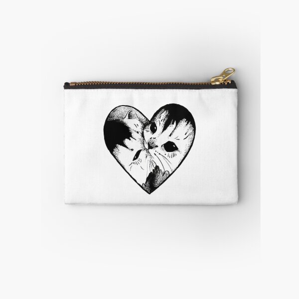 Item preview, Cuteness Overload Cats Heart Love Black And White Illustration designed and sold by LineArtForYou.