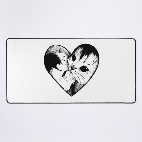 Item preview, Cuteness Overload Cats Heart Love Black And White Illustration designed and sold by LineArtForYou.