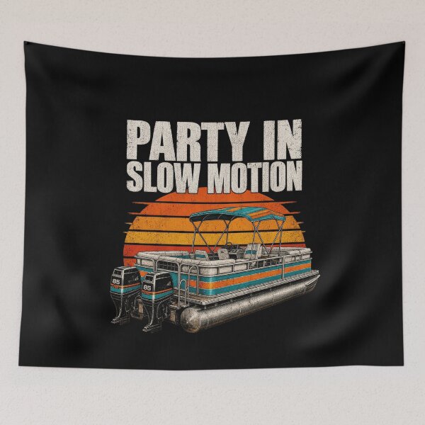 Item preview, Party In Slow Motion Pontoon Boat Retro Lake Sunset Boating Graphic designed and sold by TheHellIWontSh.